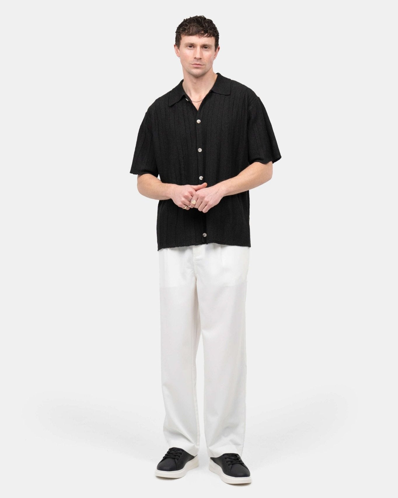 Kortærmet Textured Skjorte Sort | Skagen - clothing.dk